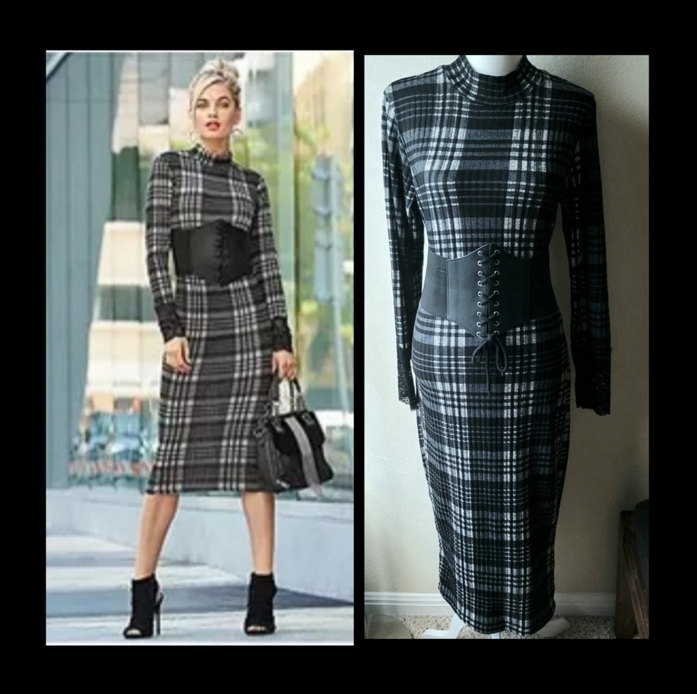 Nice Venus Plaid Midi Dress